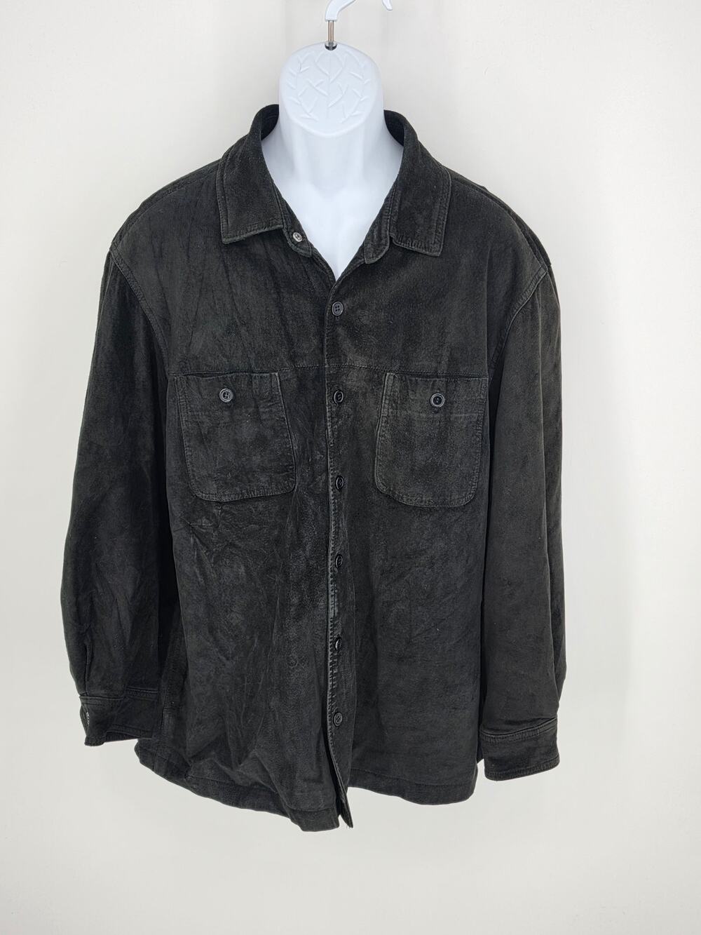 Croft & Barrow Jacket Large L Black Genuine Suede Leather Shacket Vintage